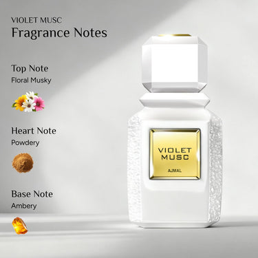 Ajmal Violet Musc Eau de Parfum 100ml – Floral Musk Unisex Perfume | Violet, Rose & Amber | Long-Lasting | Made in Dubai