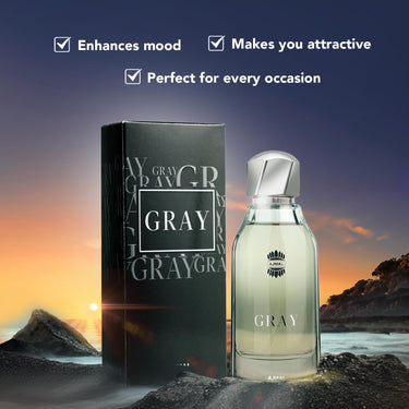 Ajmal Gray Eau de Parfum 100ml – Fresh Woody Men's Perfume | Clean Aromatic Masculine Scent | Made in Dubai