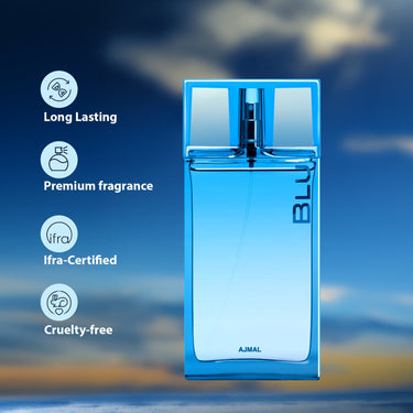 Ajmal Blu Eau de Parfum 90ml – Fresh Citrus & Aquatic Men's Perfume | Bergamot, Lotus & Sandalwood | Dubai