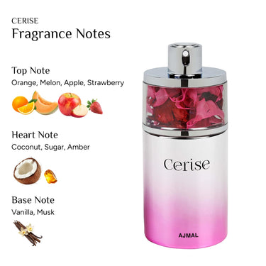 Ajmal Cerise Eau de Parfum 75ml – Citrus Fruity Women's Perfume | Fresh Juicy Long-Lasting Scent | Made in Dubai