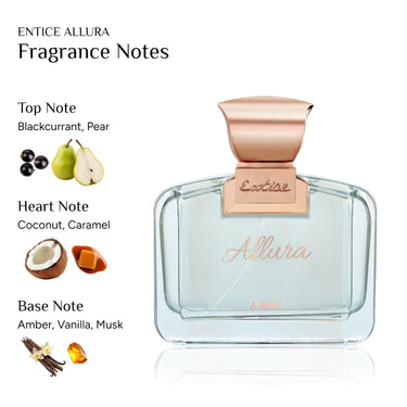 Ajmal Entice Allura Eau de Parfum 75ml – Fruity Women's Perfume | Long-Lasting Feminine Scent | Made in Dubai