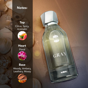Ajmal Gray Eau de Parfum 100ml – Fresh Woody Men's Perfume | Clean Aromatic Masculine Scent | Made in Dubai