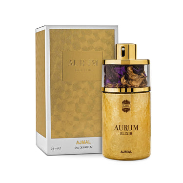 Ajmal Aurum Elixir Eau de Parfum 75ml – Rich Floral Fruity Unisex Perfume | Long-Lasting Luxury Scent | Made in Dubai