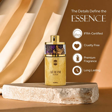 Ajmal Aurum Elixir Eau de Parfum 75ml – Rich Floral Fruity Unisex Perfume | Long-Lasting Luxury Scent | Made in Dubai