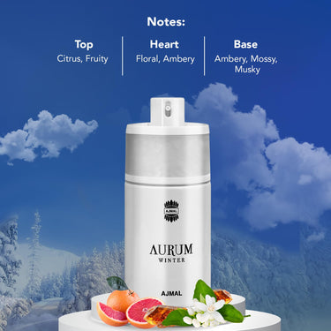 Ajmal Aurum Winter Eau de Parfum 75ml – Oriental Floral Women's Perfume | Fruity, Amber & Vanilla | Made in Dubai