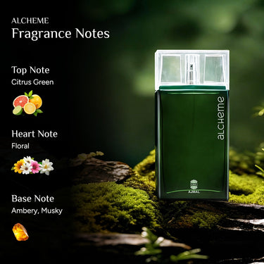 Ajmal Alcheme Eau de Parfum 90ml – Citrus Green Floral Men's Perfume | Bergamot, Iris & Amber | Made in Dubai