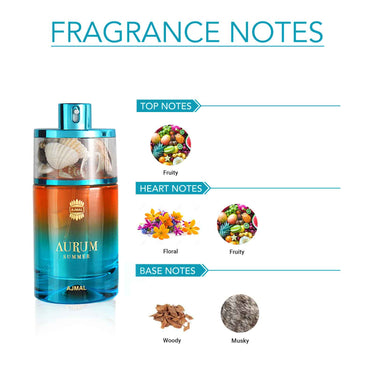 Ajmal Aurum Summer Eau de Parfum 75ml – Floral Fruity Women's Perfume | Bergamot, Red Fruits & Vanilla | Dubai