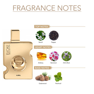 Ajmal Evoke Gold Edition Him Eau de Parfum 90ml – Fresh Spicy Aromatic Men's Perfume | Long-Lasting | Made in Dubai